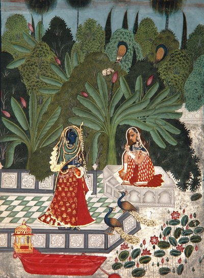 Krishna gebruikt een list om zijn geliefde te ontmoeten, 1781 door Bhoya